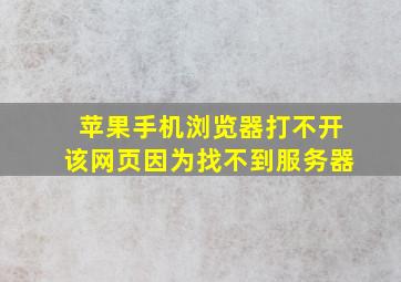 苹果手机浏览器打不开该网页因为找不到服务器