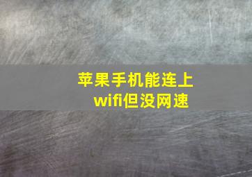 苹果手机能连上wifi但没网速