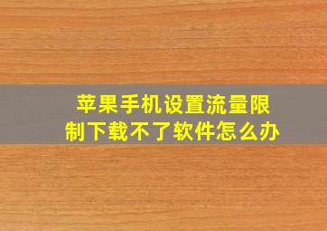 苹果手机设置流量限制下载不了软件怎么办