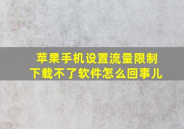 苹果手机设置流量限制下载不了软件怎么回事儿