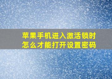 苹果手机进入激活锁时怎么才能打开设置密码