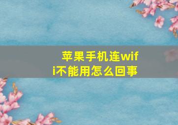 苹果手机连wifi不能用怎么回事