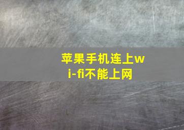 苹果手机连上wi-fi不能上网