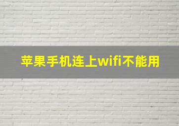 苹果手机连上wifi不能用