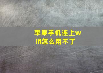 苹果手机连上wifi怎么用不了