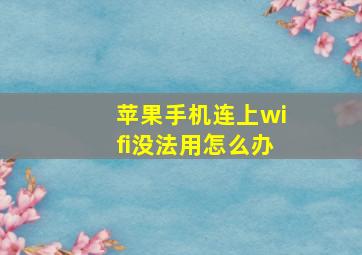 苹果手机连上wifi没法用怎么办