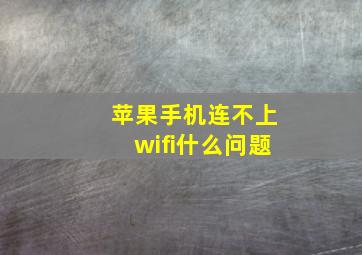 苹果手机连不上wifi什么问题