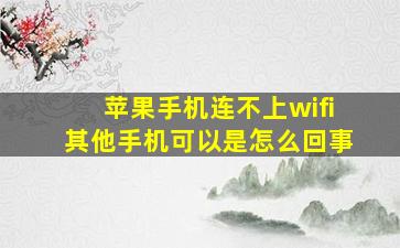 苹果手机连不上wifi其他手机可以是怎么回事