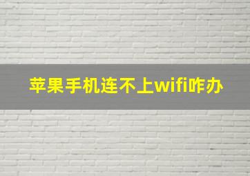 苹果手机连不上wifi咋办