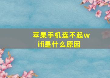 苹果手机连不起wifi是什么原因