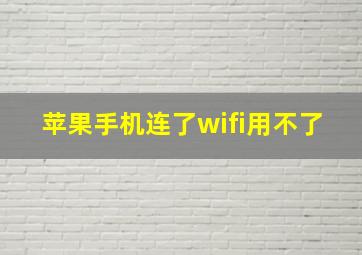 苹果手机连了wifi用不了