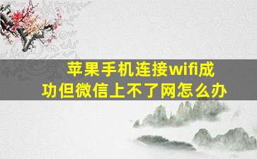 苹果手机连接wifi成功但微信上不了网怎么办