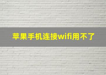 苹果手机连接wifi用不了