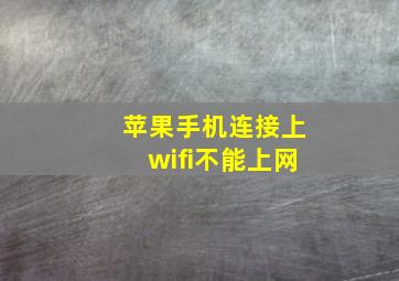 苹果手机连接上wifi不能上网