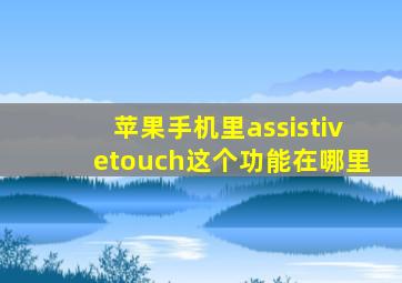 苹果手机里assistivetouch这个功能在哪里