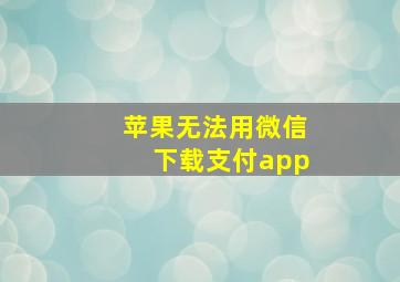 苹果无法用微信下载支付app