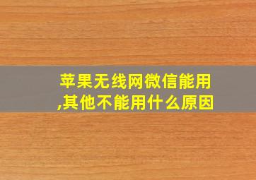 苹果无线网微信能用,其他不能用什么原因