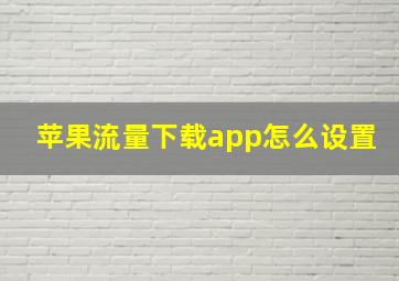 苹果流量下载app怎么设置