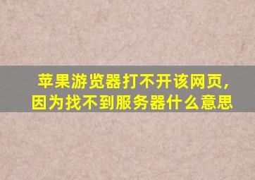 苹果游览器打不开该网页,因为找不到服务器什么意思