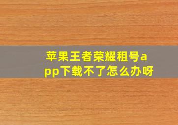 苹果王者荣耀租号app下载不了怎么办呀