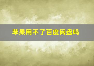 苹果用不了百度网盘吗