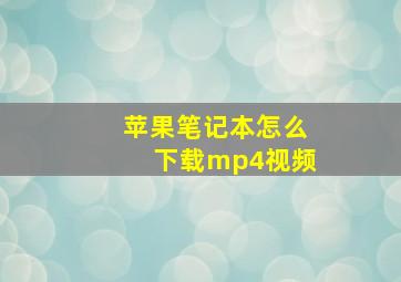 苹果笔记本怎么下载mp4视频