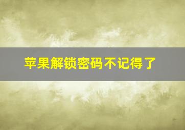 苹果解锁密码不记得了