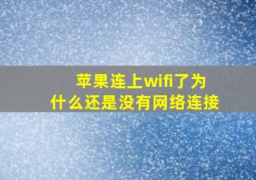 苹果连上wifi了为什么还是没有网络连接