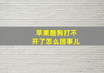 苹果酷狗打不开了怎么回事儿