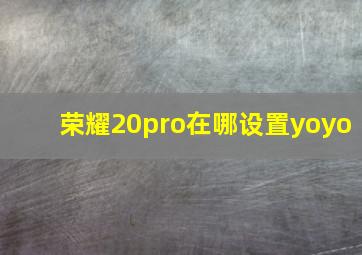 荣耀20pro在哪设置yoyo