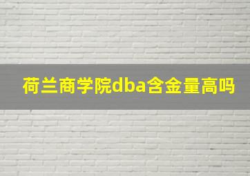 荷兰商学院dba含金量高吗