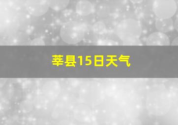 莘县15日天气