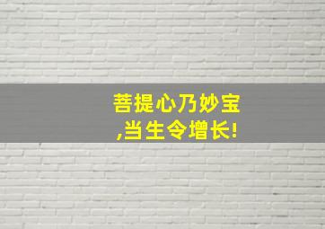 菩提心乃妙宝,当生令增长!