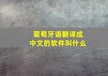 葡萄牙语翻译成中文的软件叫什么