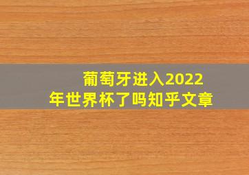 葡萄牙进入2022年世界杯了吗知乎文章