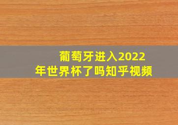 葡萄牙进入2022年世界杯了吗知乎视频