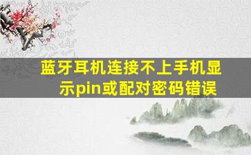 蓝牙耳机连接不上手机显示pin或配对密码错误