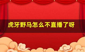 虎牙野马怎么不直播了呀