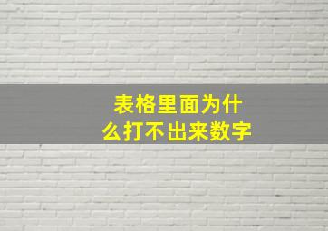 表格里面为什么打不出来数字