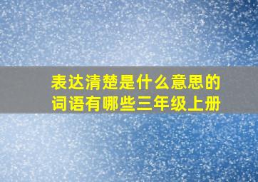 表达清楚是什么意思的词语有哪些三年级上册