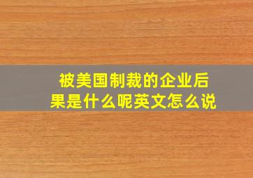 被美国制裁的企业后果是什么呢英文怎么说