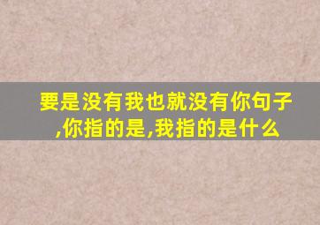 要是没有我也就没有你句子,你指的是,我指的是什么