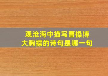 观沧海中描写曹操博大胸襟的诗句是哪一句