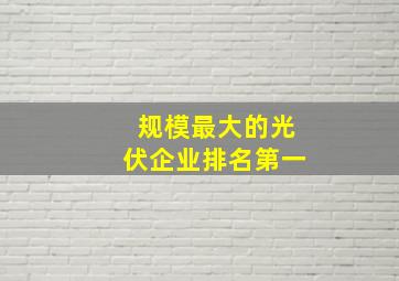 规模最大的光伏企业排名第一