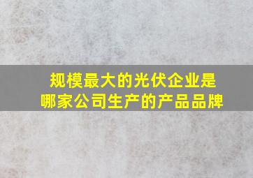 规模最大的光伏企业是哪家公司生产的产品品牌