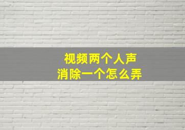 视频两个人声消除一个怎么弄