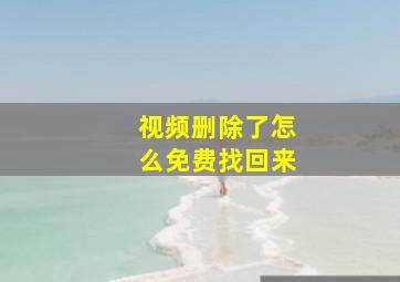 视频删除了怎么免费找回来