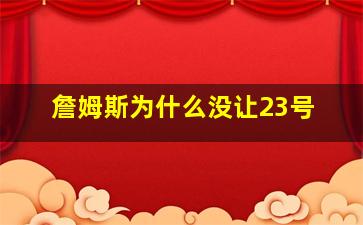 詹姆斯为什么没让23号