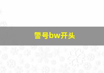 警号bw开头