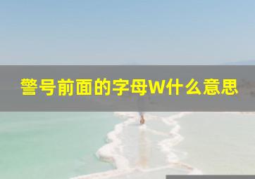 警号前面的字母W什么意思